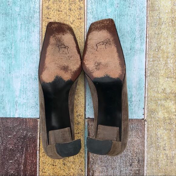 Vintage Stuart Weitzman suede houndstooth chunky heel pump - Picture 5 of 16